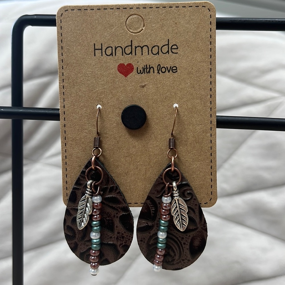 Western Tooled Leather Earrings